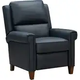 Kody Manual Push-Through-the-Arms Recliner in Santa Fe Ocean Blue Top-Grain Leather